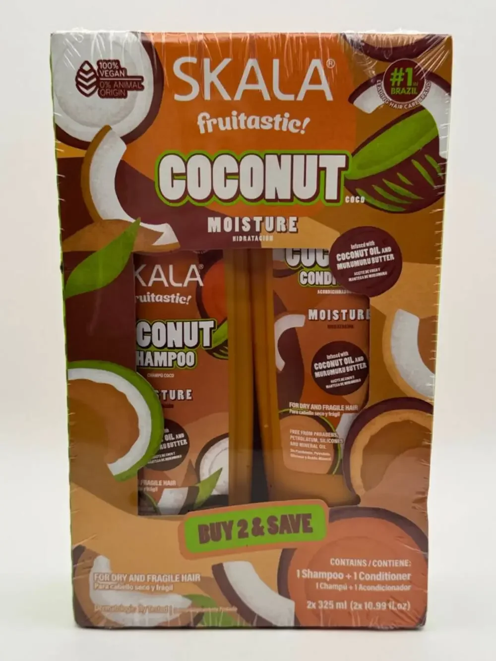 Skala Frutastic Coconut Shampoo Conditioner 325ml Moisture Set Vegan New Brazil